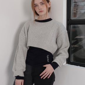 [공식] TRIPLEROOT Front-Black crop button Knit Grey