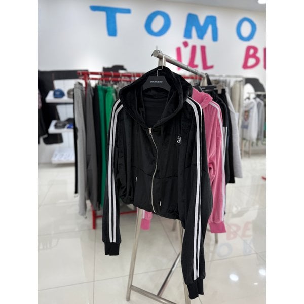 [여주점] 벨벳크롭집업후드,블랙JEZZ40A01