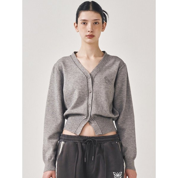 MINI BUTTERFLY SOFT V-CARDIGAN_GRAY