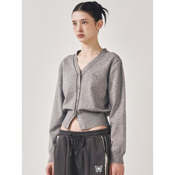 MINI BUTTERFLY SOFT V-CARDIGAN_GRAY