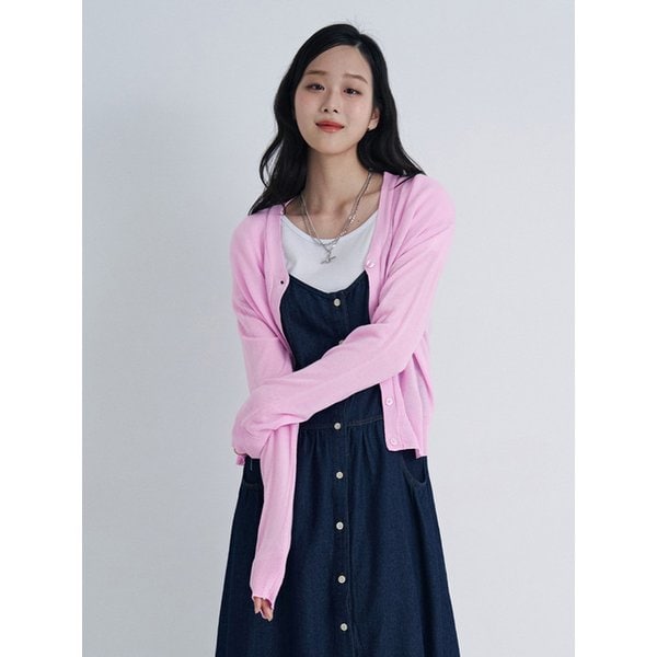 여성 베이직 Y 카디건 (LT-PINK) (HB3GDA5)