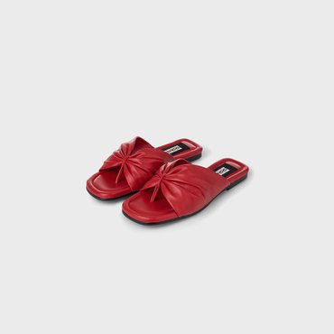 EENK Gathered Flat Sandals - Red