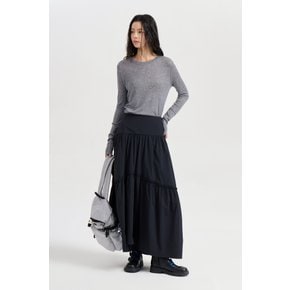 [럭키위크][25FW] 럭키슈에뜨 A라인 셔링 롱 스커트 LQKAW25300