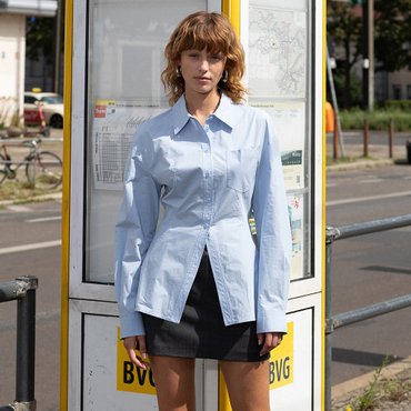 레이브 Curved Line Pocket Shirt in Blue VW4AB202-22