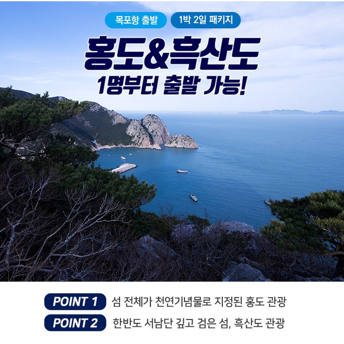 국내섬여행] 홍도흑산도 1박2일 패키지 여행 목포집결 (~2/28), Tr,Iip