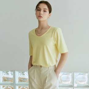 PURE V NECK  HALF T_YELLOW