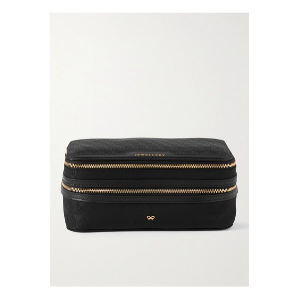 가죽 트리밍 자카드 주얼리 케이스 블랙 1647597348927266