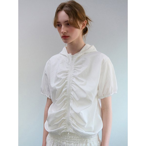 HOOD SHIRRING JUMPER WHITE