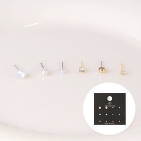 데일리큐빅진주(화이트) 12SET 알러지방지 레이어드 심플 귀걸이