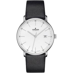 일본 융한스 막스빌 시계 1818725 Junghans 시계 폼 A 자동 매트 실버 다이얼 블랙 가죽 스트랩