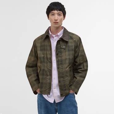 바버 [25SS]남성 올리브 Transport Check 트랜스포트 코튼 캐주얼 재킷 (URJU5E022L3)