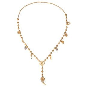 5497205 Dolce  Gabbana Tone Chain Brass Beaded Statement Sicily Womens Necklace