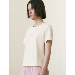 RIBBON PRINTING SHORT SLEEVE T-SHIRT CR