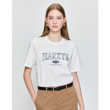 헤지스레이디스 [25FW][HSTS-5C803][H.Toile] 뜨왈 클래식핏 그래픽 티셔츠 화이트
