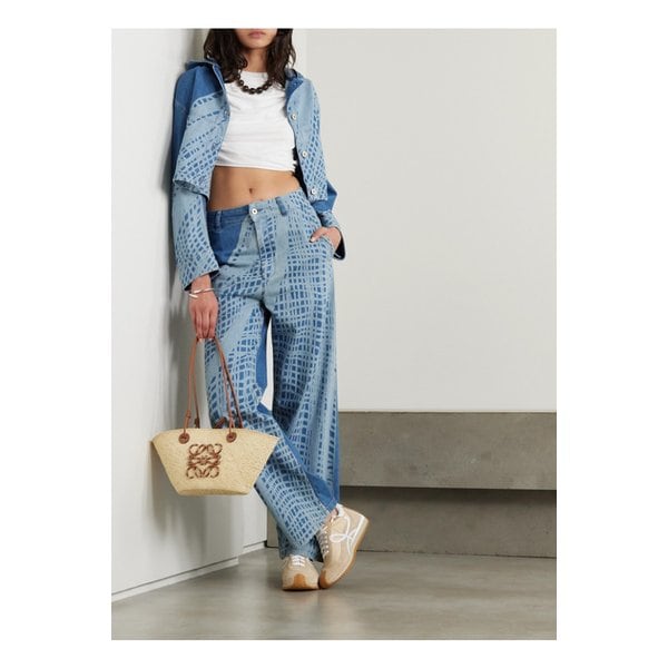 파울라 이비자 가죽 트리밍 프린트 스트레이트 진 블루 1647597335542994