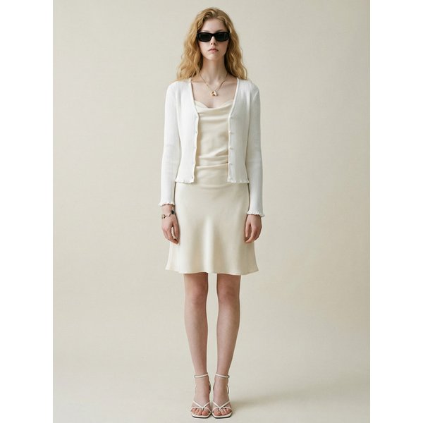 새틴 드레이프 미니 드레스_CREAM