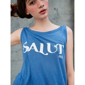 Salut Linen Sleeveless Tee_Blue