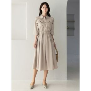 XXL까지 투포켓 밴딩 플레어 미디 원피스 봄 가을 하객룩 오피스룩 데이트 모임.._P389961887