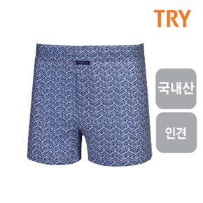 TRY 남성 박서팬티 체크나염 인견 트렁크 남자팬티1매