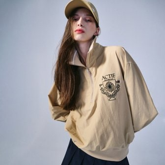 Mardi Mercredi Actif [마르디메크르디악티프]WINDBREAKER HIGH-NECK ZIPUP CHAMPION CUP ACTIF_BEIGE BLACK