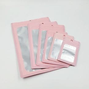 포장용 지퍼백(6cm 10cm) 핑크 반투명 X 컬러