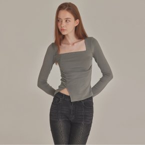 [TOPGIRL] SHIRRED ASYMMETRY SQUARE NECK TOP_T426TP112(BK)