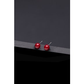 6mm Red Pearl Core Earrings [Option-Earclip 귀찌]