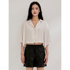 Cropped Pajama Blouse - Beige