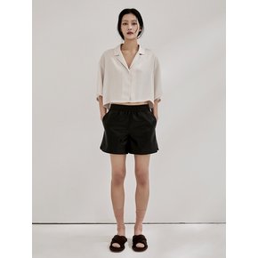 Cropped Pajama Blouse - Beige