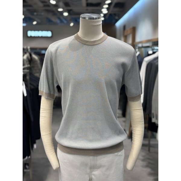 [파주점] 남성 S/S 베이지 투톤 라운드 니트 RRBMKT56A