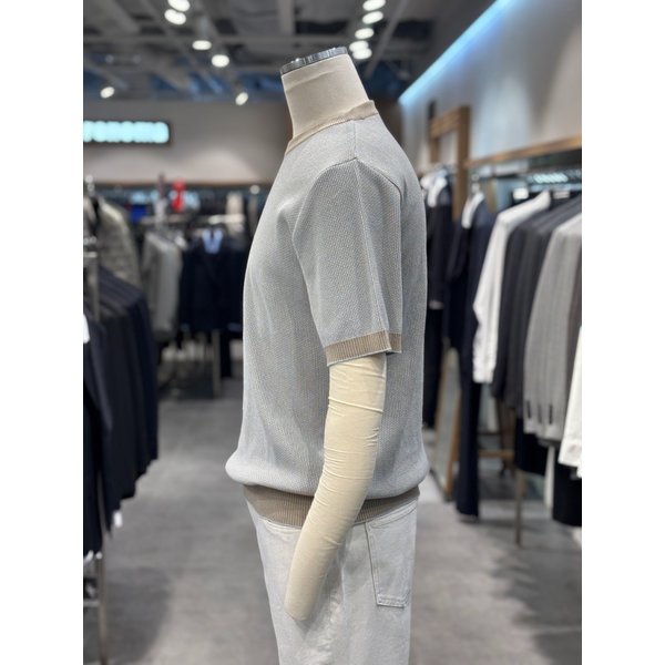 [파주점] 남성 S/S 베이지 투톤 라운드 니트 RRBMKT56A