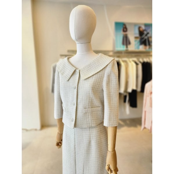 [여주점] [JJ 지고트] 여성 트위드 와이드 칼라 크롭 재킷 GR4A0JK301