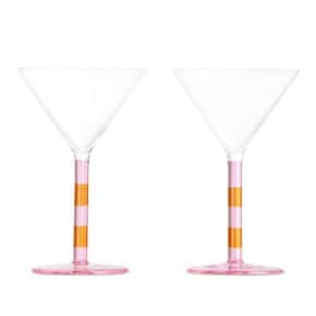 파지크 핑크 & 오렌지 스트라이프 마티니잔 세트 Martini Glasses Pink/Amber Pink/Amber