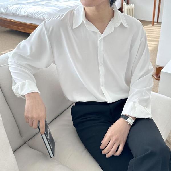확대된 대표 [깨비몰]남성 긴팔 롱 셔츠 캐주얼 구김적은 무지셔츠(1)