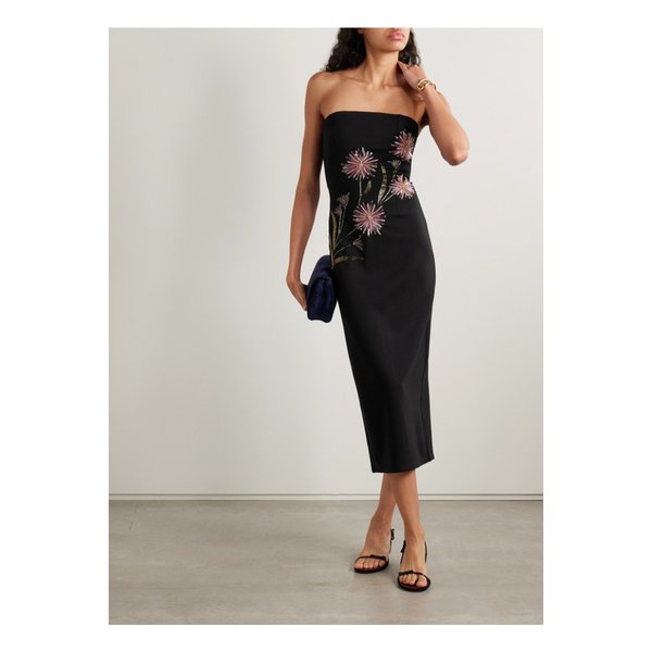 스타우드 브룩 스트랩리스 장식 크레이프 미디 드레스 블랙 46376663162859641