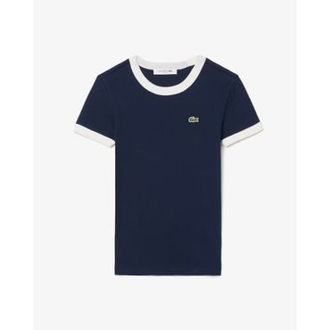 라코스테 25SS 립조직 슬림핏 배색 반팔 티셔츠 TF2432-55G