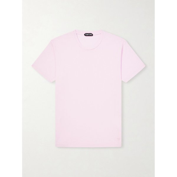 슬림핏 로고 자수 코튼 실크 블렌드 저지 티셔츠 46376663163003001