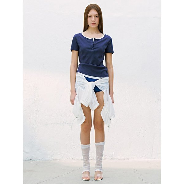 Layered Henley Neck TShirts  Navy (KE6540M10R)