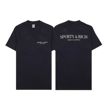 스포티앤리치 로고 코튼 반팔 티셔츠 MADE IN CALIFORNIA T SHIRT BLACK WHITE