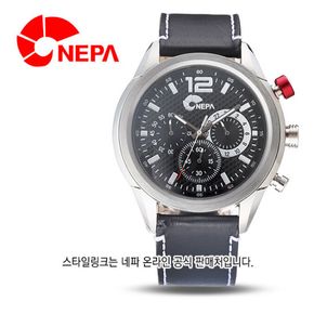 [온라인공식판매처] NEPA 네파 크로노그래프 스포츠 가죽시계 N5010F-S-BLACK