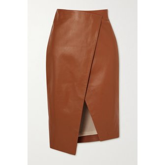 제이넵 아르샤이(Zeynep Arcay) 제이넵 아르샤이 Wrap-effect Leather Skirt 탠 브라운 25185454455987517