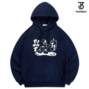 [일반/기모] 특양면 파이트 캣 프린팅 후드티