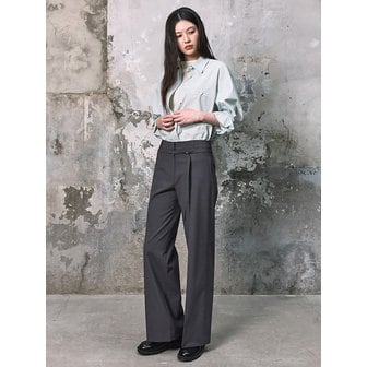 구호 플러스 Belted Semi Wide Slacks Pants  Grey (KE6221M023)