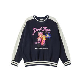 [ LESSER PANDA ] FAST FOOD X DELIVERY LESSER POINT SWEATSHIRT [OVER-FIT] NAVY