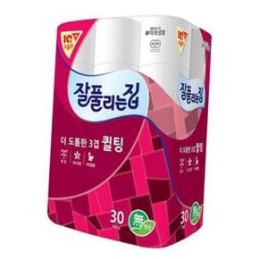 잘풀리는집 퀼팅 3겹 롤 화장지 30롤 두루마리 휴지 롤화장지