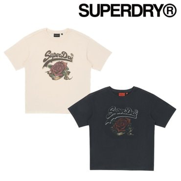 SUPERDRY 슈퍼드라이 W 빈티지 로즈 티셔츠(SDFISCP90)