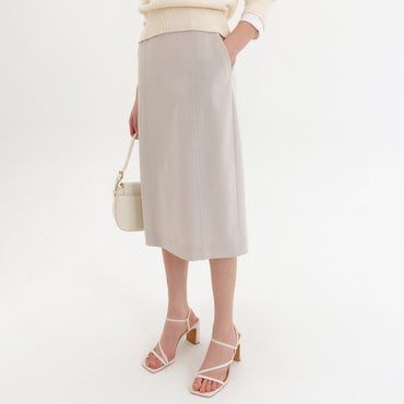 룩캐스트 얼루어링 에이치라인 미디 스커트_베이지 / ALLURING H LINE MIDI SKIRT_BEIGE