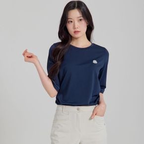 3컬러 에센셜 분또 자수 스몰포인트 라운드 5부 티셔츠 LCTSP372_P418235076
