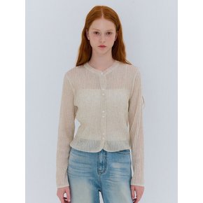 SUMMER RIBBED LINEN CARDIGAN BEIGE