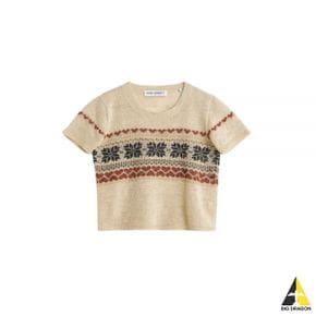 KNITTED CROPPED T-SHIRT SNOW FAIRISLE HEMP (W2243KSF) (스노우 페어아일 헴프 니